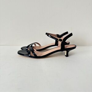 NEW Cole Haan Leni Black Leather Kitten Heel Strappy Women's Sandals, Sz 8.5